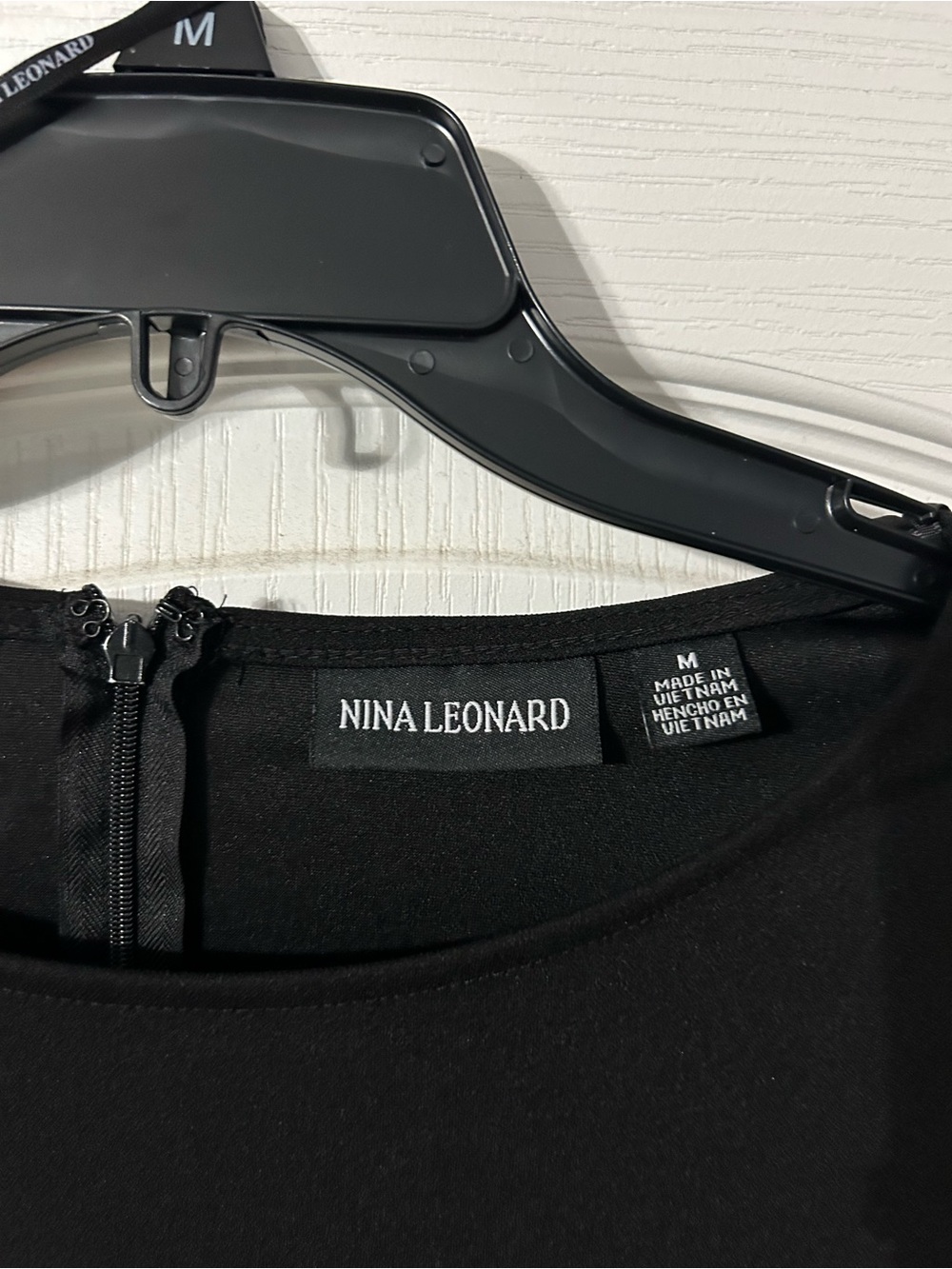 Nina Leonard Black Dress with White-Trim Bell Sleeves - Picture 4 of 4